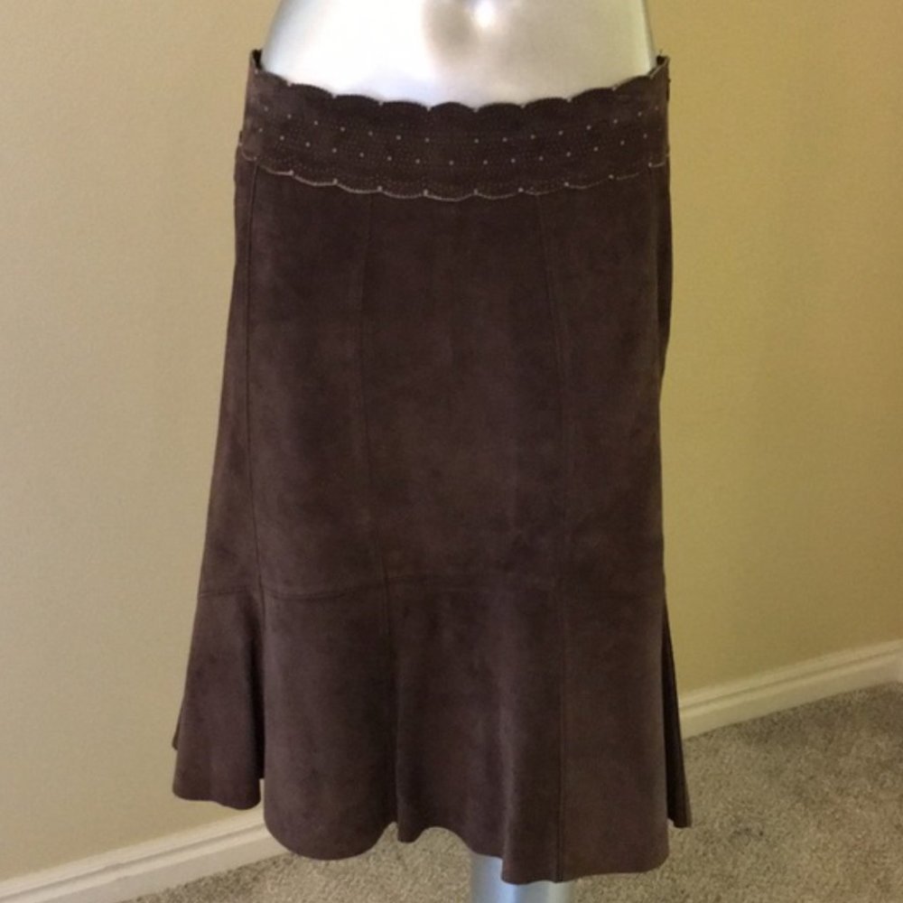 CAbi Suede Leather Skirt Size 8